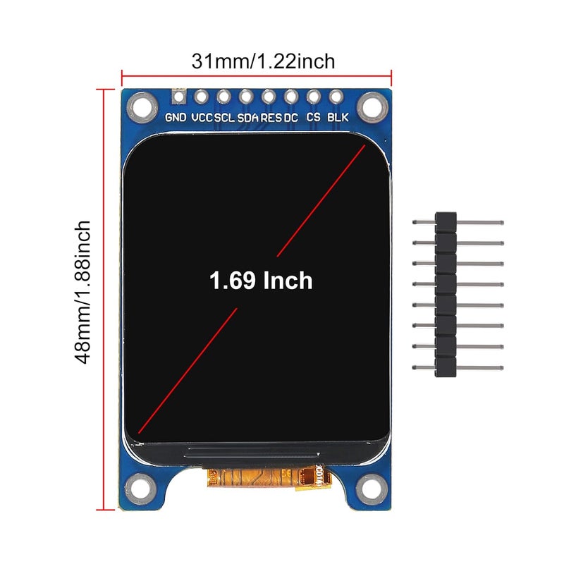 XIITIA 2pcs 1.69" HD IPS TFT LCD Display Module 240x280 RGB LCD Screen 3.3V ST7789 Drive SPI Interface 8pin Full Color for Arduino DIY - Image 3